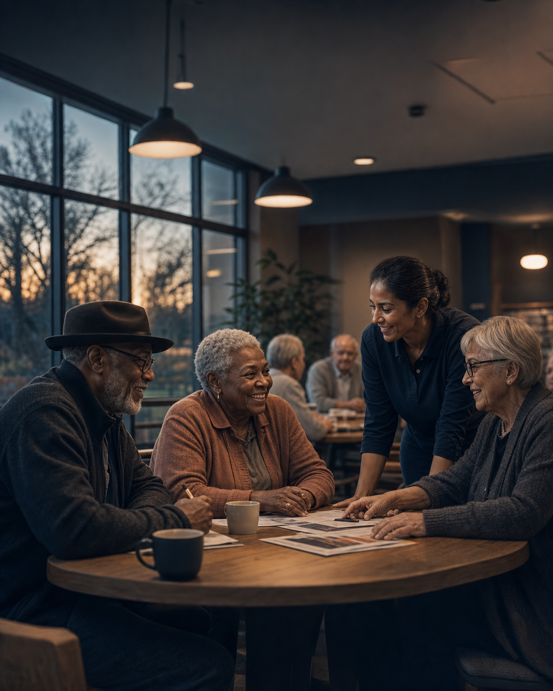 Adults sharing a welcoming daytime activity